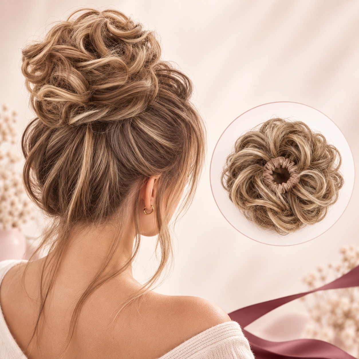 Hair bun shown on a foreign model